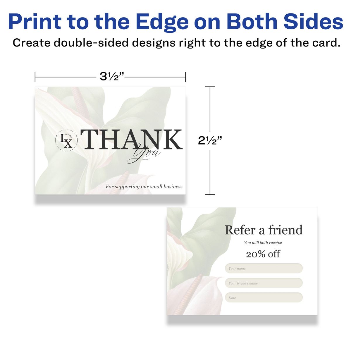 Avery Printable Matte White Cards with Sure Feed, 2.5" x 3.5" Rectangle - thumbnail 6