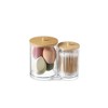 J&V TEXTILES Three Sets of Glass Qtip Holder Dispenser with Bamboo Lid - Apothecary Jars - Cotton Balls Pads Swabs Holder Jar - Bathroom Vanity - 3 of 4