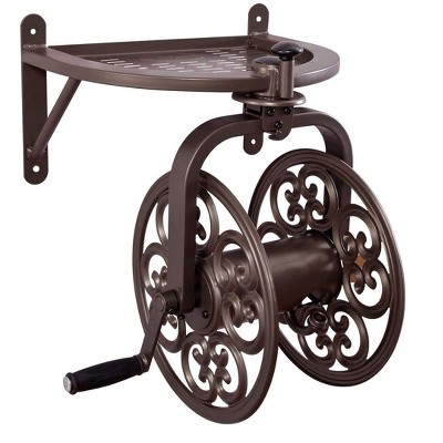 Liberty Garden LBG-710 Navigator Wall-Mounted 360 Degree Rotating Garden Hose Reel, Bronze, Holds 125-Feet of 5/8 Inch Hose