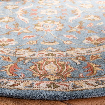Blue Round Hand-Tufted Wool Area Rug, 6'