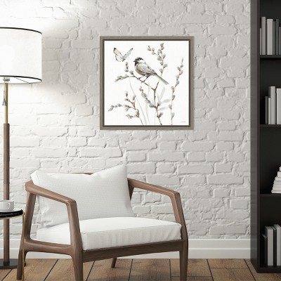 Lisa Audit Bird and Butterfly Aquarelle Canvas Framed Wall Art