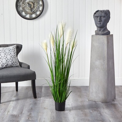Elegant Wheat Plume 4' Outdoor Artificial Grass in Nursery Planter