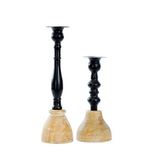 VIP Metal 3.75 in. Black Candle Holders Set of 2 - 1 of 4