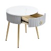 CAVINAS Coffee Tables for Living Room Φ19.6" Round Coffee Table Set of 2 Fluted 2 Side Table Set with Drawers, Grey+Gold - 3 of 4