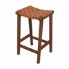 Genuine Leather Counter Stool with Padded Seat and Sturdy Frame, Mid-Century Modern Design for Kitchen or Home Bar - 3 of 4