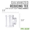 Pipe Decor 1 1/4 in. x 1 1/4 in. x 3/4 in. Galvanized Iron Reducing Tee - 3 of 4