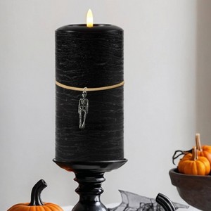 LumiPur 3.5"x7" Signature Natural Glow Halloween Flameless LED Wax Pillar Candle Black - 1 of 4