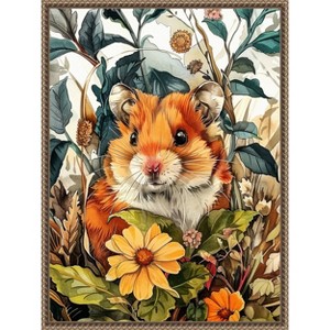 Amanti Art Hamster in Flowers by Justyna Jaszke Framed Canvas Wall Art - 1 of 4