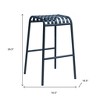 HomeRoots Set of Two 30" Dark Blue Steel Backless Bar Height Bar Chairs - 3 of 4