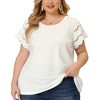 Agnes Orinda Women's Plus Size Round Neck Hollow Lace Panel Short Sleeve Casual Summer Blouses - 2 of 4
