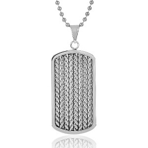 Crucible Men's Franco Cable Inlay Dog Tag Stainless Steel Necklace - 24" - 1 of 4
