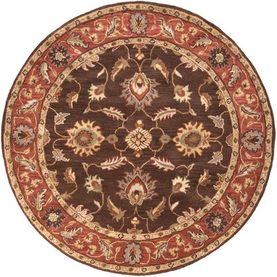 Mark & Day Irricana 6' Round Tufted Indoor Area Rugs Dark Brown: Wool, Stain-Resistant, Traditional, Handmade, Medium Pile