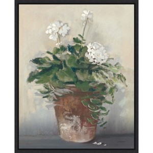Amanti Art Pot of White Geraniums by Carol Rowan Framed Canvas Wall Art - 1 of 4