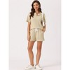 cheibear Women's Casual Shorts Sleeves Lounge Tops with Shorts Pajama Sets - 2 of 4