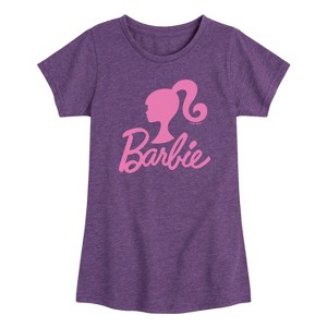 Girls' - Barbie - Logo Pink Glitter Transfer Short Sleeve Graphic T-Shirt - 1 of 2