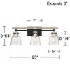 Possini Euro Design Broadway Modern Industrial Wall Light Black Faux Wood Hardwire 23" 3-Light Fixture Clear Seedy Glass for Bedroom Bathroom Vanity - 4 of 4