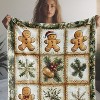 Soft Warm Comfortable Vintage Christmas Plaid Winter Holly Snowflake Gingerbread Man Print Throw Blanket. - 3 of 4