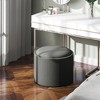 CAVINAS Dark Gray Round Storage Ottoman Coffee Table,Linen Fabric Upholstered Footstool with Flip Top Tray,Tables for Living Room,Entryway - 2 of 4