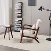 KWPZQEB Mid-Century Accent Chair, Lounge Armchair with Pillow, Upholstered & Wood Legs, Vintage High-Back Reading Chair for Balcony, Garden - 2 of 4