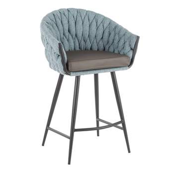Braided Matisse Contemporary Counter Height Barstool Blue - LumiSource