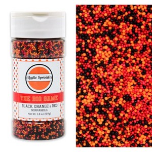 Mystic Sprinkles The Big Game: Black, Orange & Red Nonpareil Mix 3.8oz Bottle - 1 of 4
