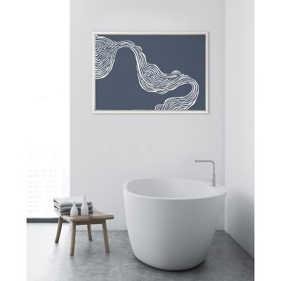 Rich Blue Abstract River Framed Canvas Wall Art