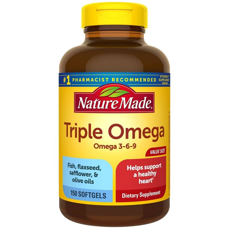 Nature Made Triple Omega 3 - 6 - 9 Fish Oil as Ethyl Esters and Plant-Based Oils Softgels - 150ct, 1 of 7