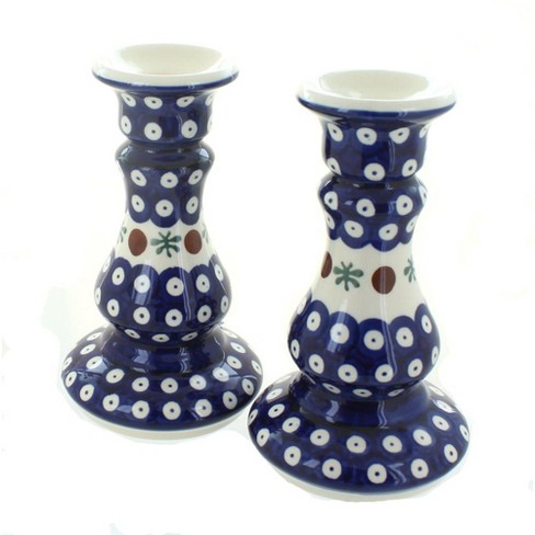 Blue Rose Polish Pottery Nature Candle Stick Pair : Target