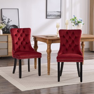 NicBex Modern Dining Chairs Set of 2,Velvet Upholstered Kitchen Chair with Wood Legs for Dining Room,Living Room - 1 of 4