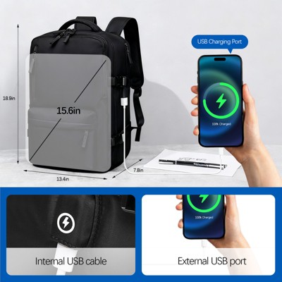 SUGIFT Expandable Travel Backpack 20L-30L, Water-Resistant 17.3 Inch Laptop Backpack with USB Charging Port for Business — фото 5