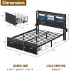 Furnulem Queen Bed Frame with Wood Headboard and Storage Shelf Metal Platform Bed Frame Queen Size with Storage Drawers No Box Spring Needed Black - 3 of 4