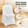 VEVOR Stretch Spandex Folding Chair Covers, Universal Fitted Chair Cover, Removable Washable Protective Slipcovers, for Wedding (12PCS White) - 3 of 4