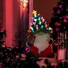 Ceramic Santa Figurine & Desk Tree Set - Vintage Ornaments + Star Topper, Tabletop Centerpiece - 3 of 4