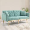 VYNXARIA Velvet Sofa ,Accent sofa,loveseat sofa with metal feet,Mint Green - 2 of 4
