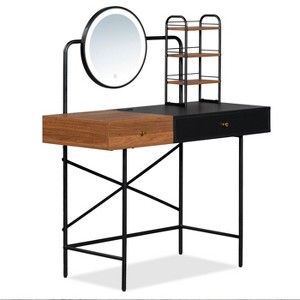 KTMBDW 40" Makeup Vanity with 3-Mode Lighted Mirror & Wireless Charging Station, Vanity Table with Drawer & 3 Shelves for Ample Storage Space - 1 of 4