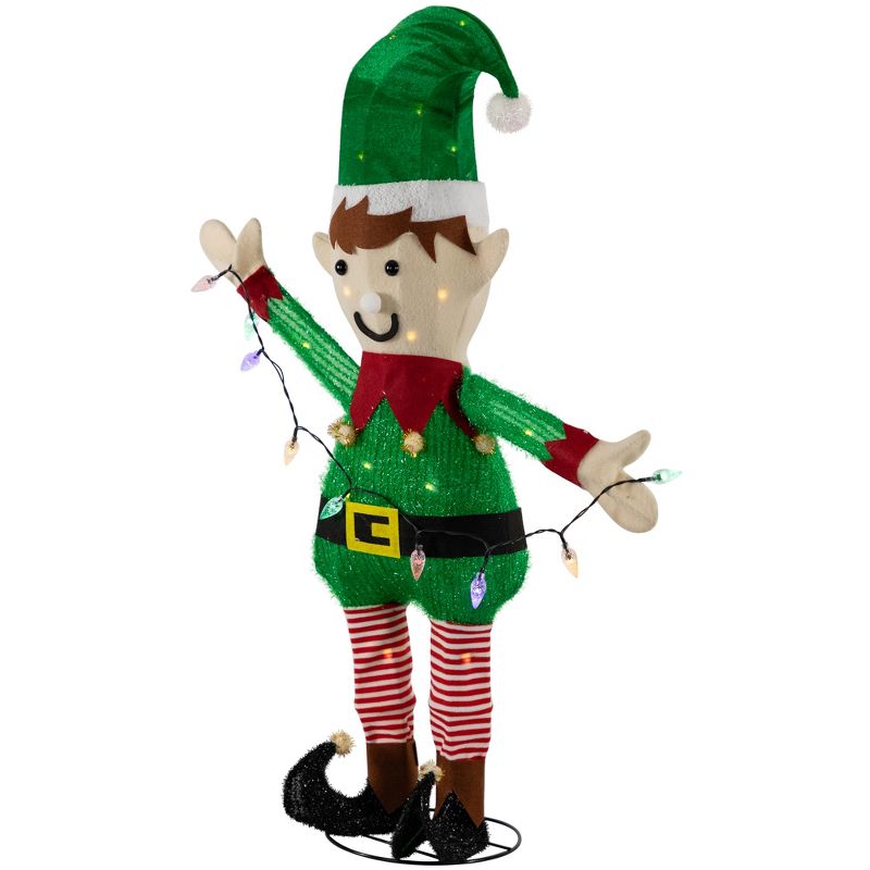 Northlight 34.25" LED Lighted Elf Holding Christmas Lights Outdoor Yard Decoration, 4 of 9
