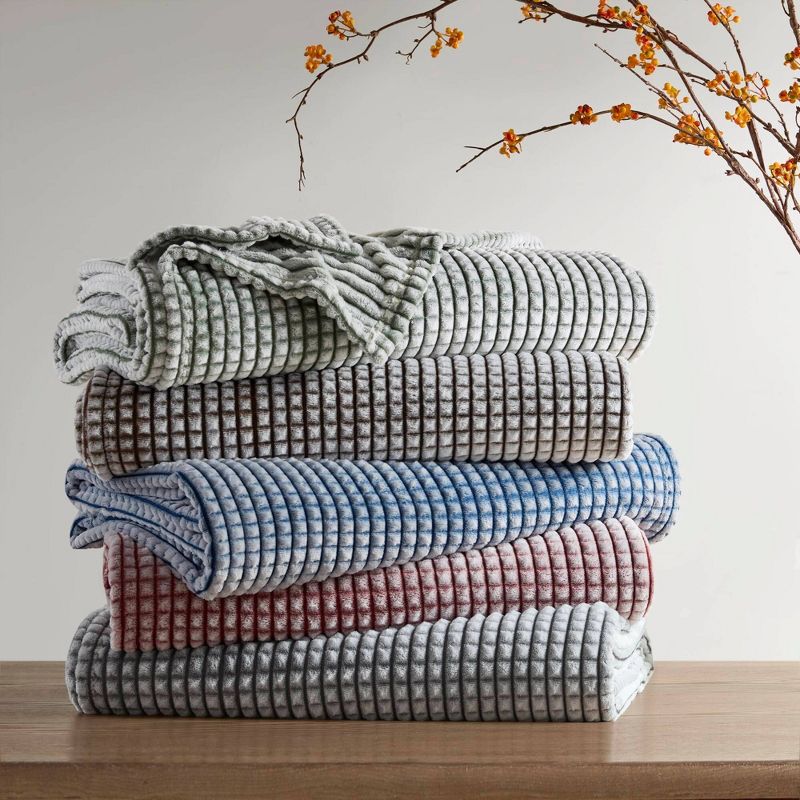 Madison Park Carved Print All Season Plush Soft Comfort Blanket , 3 of 7