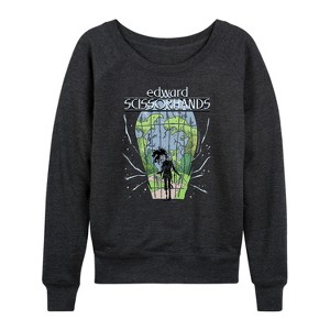 Women's - Edward Scissorhands -  Lightweight French Terry Wide Neck Long Sleeve Shirt - 1 of 4