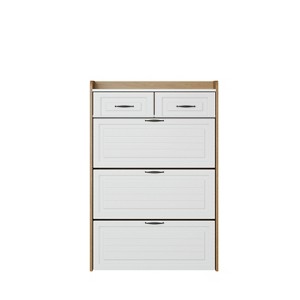 Gulches White Oak Color Shoe Cabinet 3 Rotating Doors 2 Drawers 24 Pairs Capacity Dust Proof Modern Minimalist Storage - 1 of 4