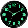 Glow in Dark Atomic Analog Wall Clock 12 inch with Black Frame Sets Automatically Easy to Read Day or Night - 2 of 4