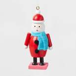 Wood Santa Wearing Scarf Christmas Tree Ornament Red/White/Blue - Wondershop™