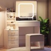 Makeup Vanity Desk with Mirror, Vanity Table and Chair Set, 3 Color Modes Adjustable, Multi-Layer Shelves and Drawer Storage, for Bedroom - 2 of 4