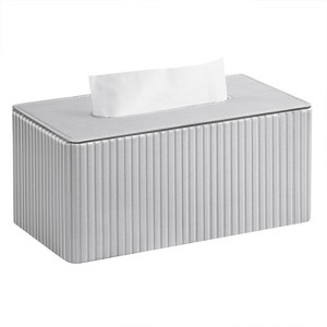 LunaLulinlk Tissue Box Cover Stylish PU Leather Rectangular Tissue Box Holder with Magnetic Bottom Cover (Silver Grey) - 1 of 4