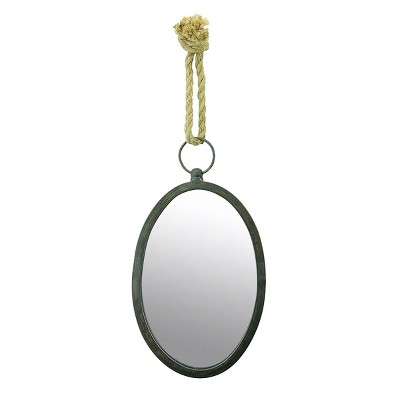 Large Oval Metal Wall Mirror with Rope Hanging Loop - Stonebriar Collection