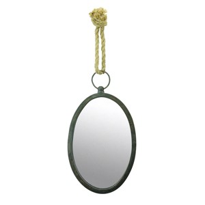 Large Oval Metal Wall Mirror with Rope Hanging Loop - Stonebriar Collection: Farmhouse Style, No Assembly Required - 1 of 4