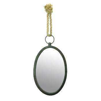 Large Oval Metal Wall Mirror with Rope Hanging Loop - Stonebriar Collection