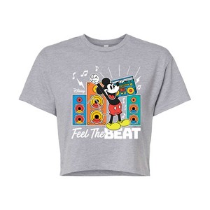 Women's - Disney - Mickey Feel The Beat Cropped Graphic T-Shirt - 1 of 4