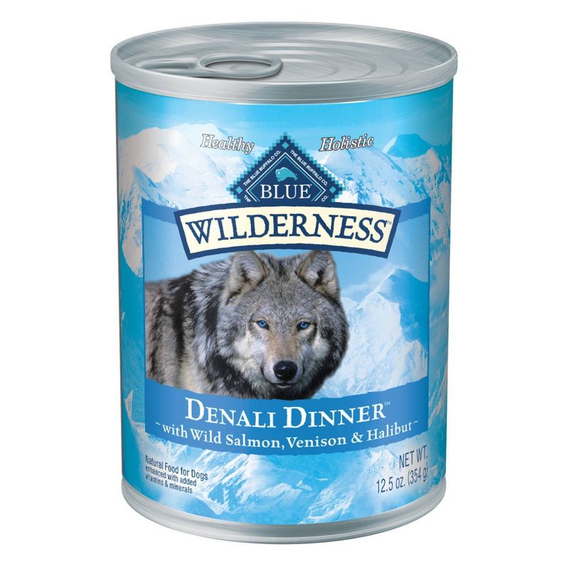Blue Buffalo Wilderness Grain Free Wet Dog Food Denali Dinner with Wild Salmon, Venison &#38; Halibut Fish - 12.5oz/12ct Pack, 4 of 8