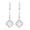 Adornia Silver Plated Halo White Mother of Pearl Clover CZ Huggie Set - 4 of 4