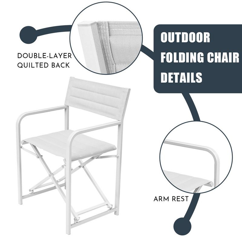 Aoodor Outdoor Patio 2-Pack 34" Director's Chairs - Portable Bar Height Seating with Folding Aluminum Frame, 246 lbs Capacity, 5 of 9